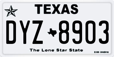 TX license plate DYZ8903