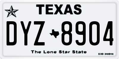 TX license plate DYZ8904
