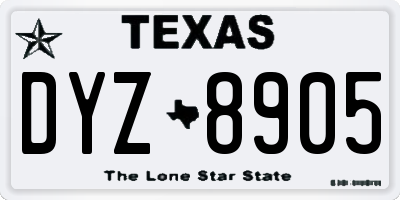 TX license plate DYZ8905