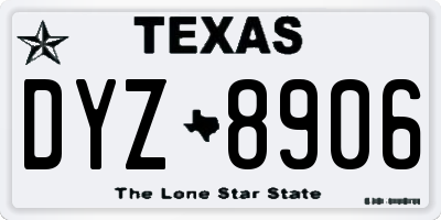 TX license plate DYZ8906