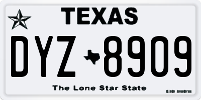 TX license plate DYZ8909