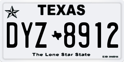 TX license plate DYZ8912