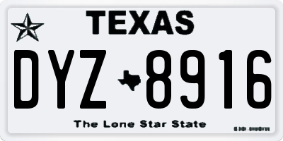 TX license plate DYZ8916
