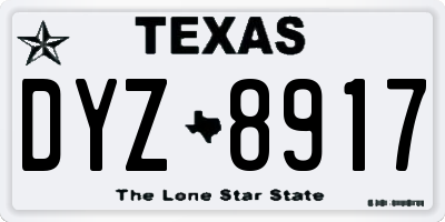 TX license plate DYZ8917
