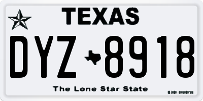 TX license plate DYZ8918