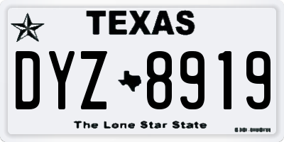 TX license plate DYZ8919