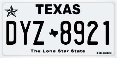 TX license plate DYZ8921