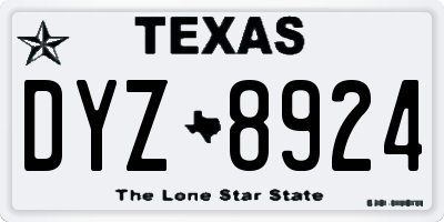 TX license plate DYZ8924