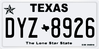 TX license plate DYZ8926