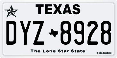 TX license plate DYZ8928