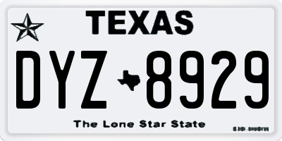 TX license plate DYZ8929