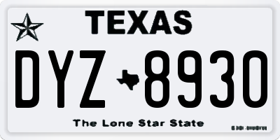TX license plate DYZ8930