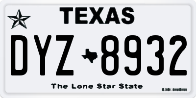 TX license plate DYZ8932