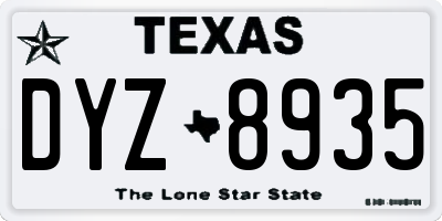 TX license plate DYZ8935