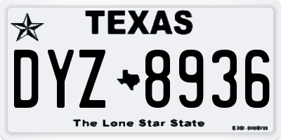 TX license plate DYZ8936
