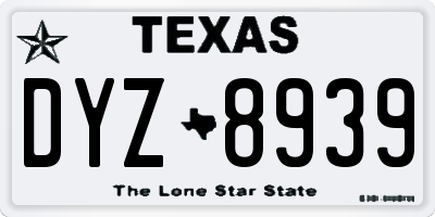 TX license plate DYZ8939