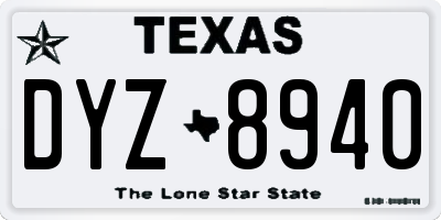 TX license plate DYZ8940