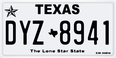 TX license plate DYZ8941