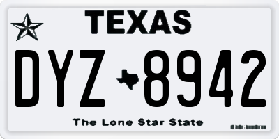 TX license plate DYZ8942
