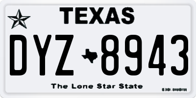 TX license plate DYZ8943
