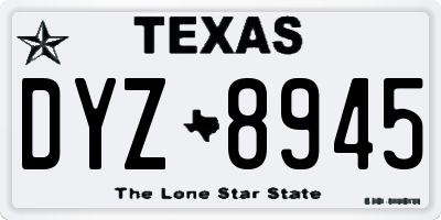 TX license plate DYZ8945
