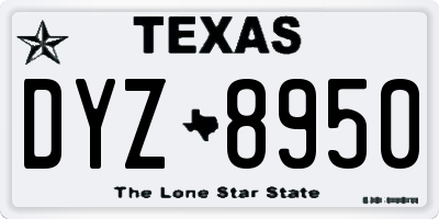 TX license plate DYZ8950
