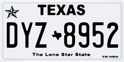 TX license plate DYZ8952