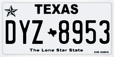 TX license plate DYZ8953