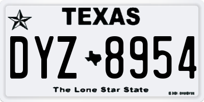 TX license plate DYZ8954