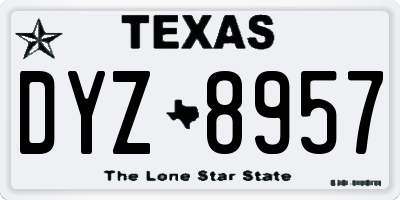 TX license plate DYZ8957