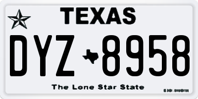 TX license plate DYZ8958