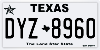 TX license plate DYZ8960