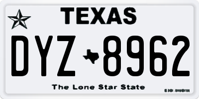 TX license plate DYZ8962