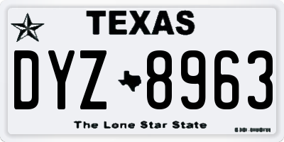 TX license plate DYZ8963