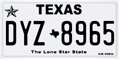 TX license plate DYZ8965