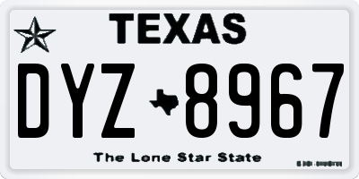 TX license plate DYZ8967