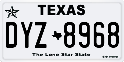 TX license plate DYZ8968