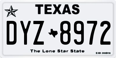 TX license plate DYZ8972