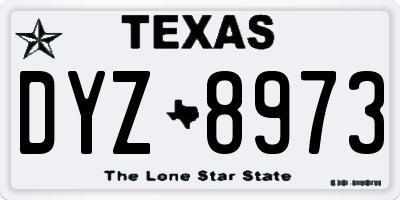 TX license plate DYZ8973