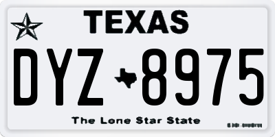 TX license plate DYZ8975