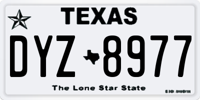 TX license plate DYZ8977