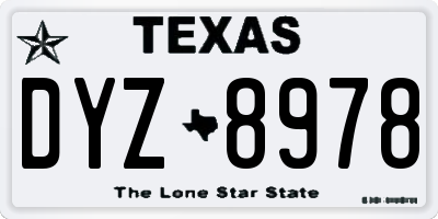 TX license plate DYZ8978