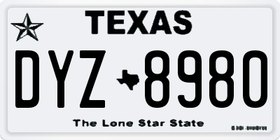TX license plate DYZ8980