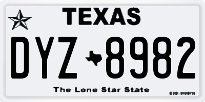 TX license plate DYZ8982