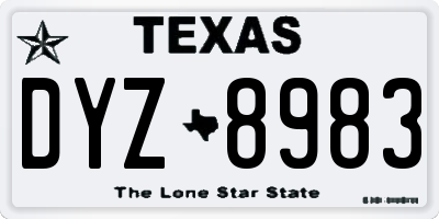 TX license plate DYZ8983