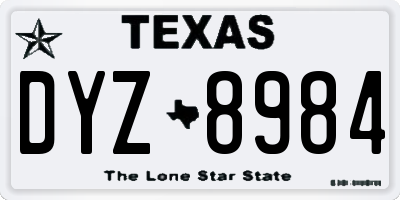 TX license plate DYZ8984
