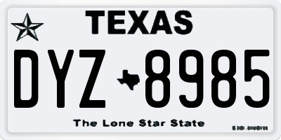 TX license plate DYZ8985