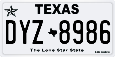 TX license plate DYZ8986