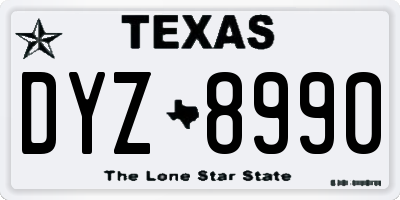 TX license plate DYZ8990