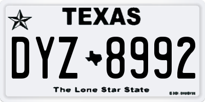 TX license plate DYZ8992